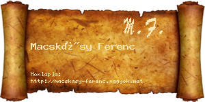 Macskásy Ferenc névjegykártya