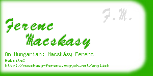 ferenc macskasy business card